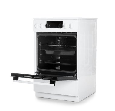 Beyaz arka plan üzerinde modern elektrikli fırın