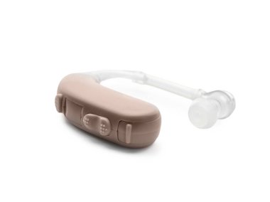 Beyaz arka plan üzerinde işitme cihazı