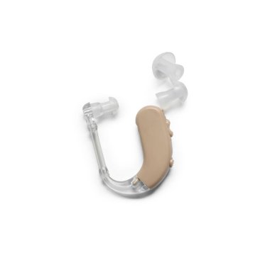 Beyaz arka plan üzerinde işitme cihazı