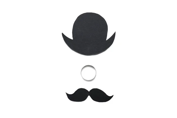 Bague Mariage Chapeau Papier Moustache Sur Fond Blanc — Photo