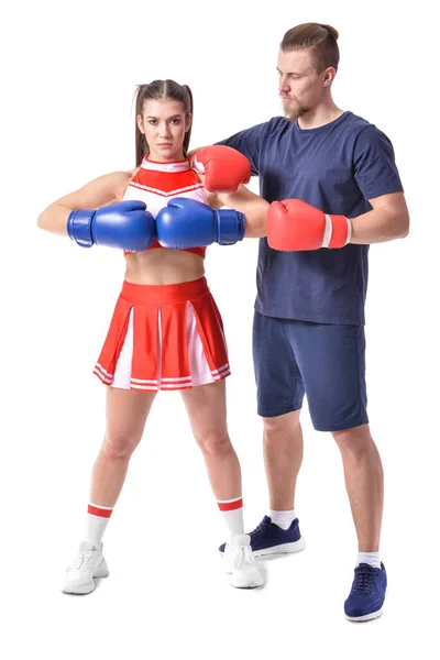 Líder Torcida Boxer Fundo Branco — Fotografia de Stock