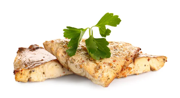 Tasty Baked Cod Fillet White Background — Stock Photo, Image