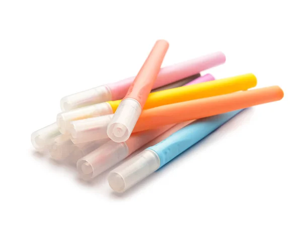 Different Colorful Markers White Background — Stock Photo, Image