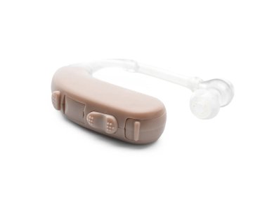 Beyaz arka plan üzerinde işitme cihazı
