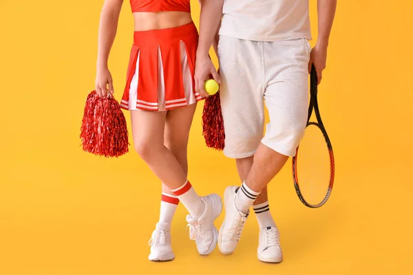 Cheerleader Tennis Player Color Background — Stock Photo, Image