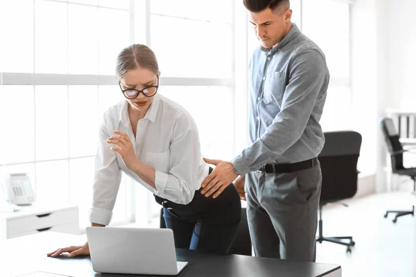 Boss Harassing His Secretary Office — Stock Photo, Image