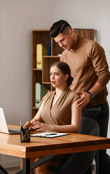 Boss Harassing His Secretary Office — Stock Photo, Image