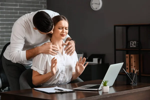 Boss Harassing His Secretary Office — Stock Photo, Image