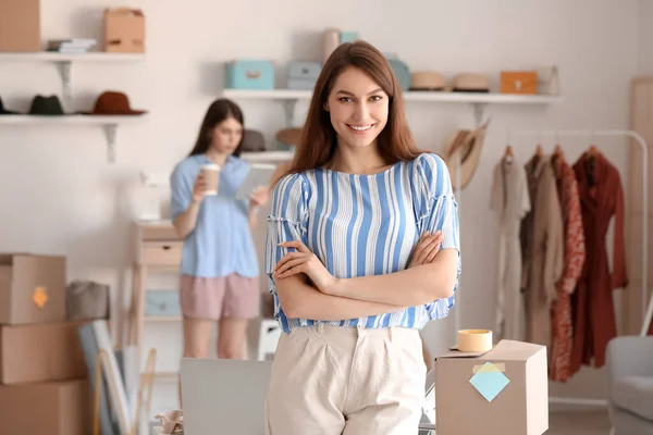 Feminino Proprietário Empresa Loja — Fotografia de Stock