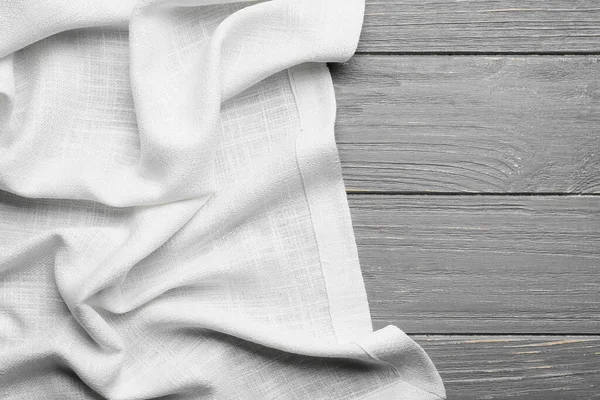 Fabric Napkin Grey Wooden Background Closeup — Stock Photo, Image