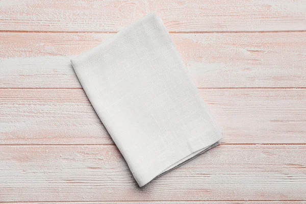 Fabric Napkin Light Wooden Background — Stock Photo, Image