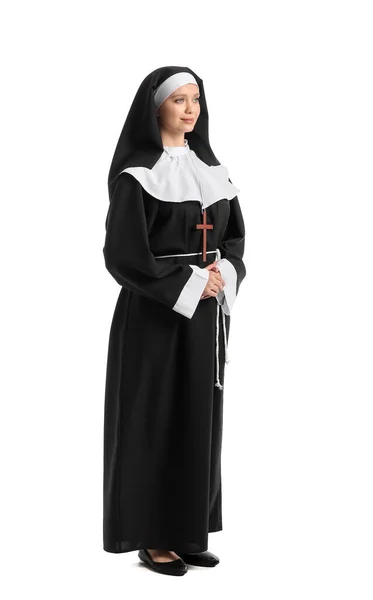 Young Nun White Background — Stock Photo, Image
