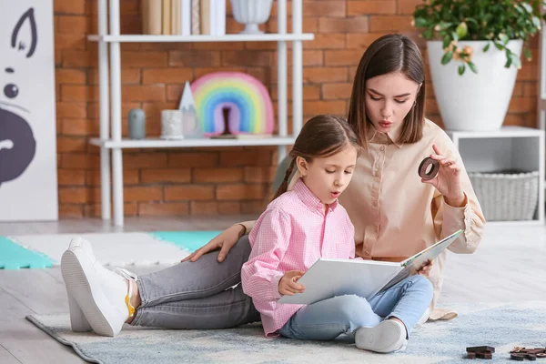 Speech Therapist Working Cute Girl Clinic — Stock Photo, Image