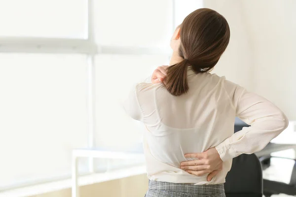 Young Businesswoman Suffering Back Pain Office — Stock Photo, Image