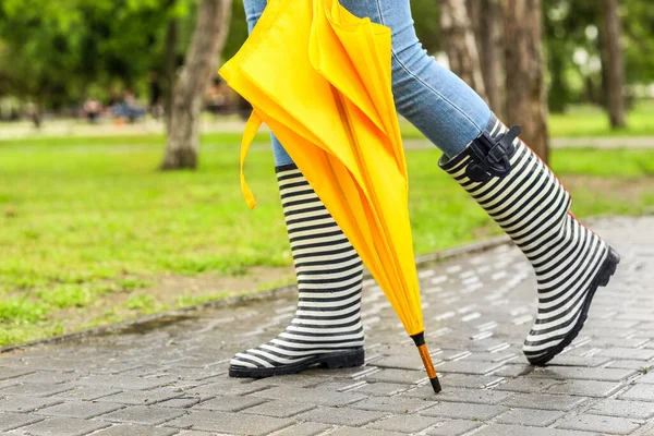 Junge Frau Mit Regenschirm Park — Stockfoto