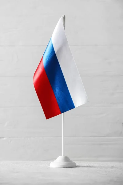 Ρωσική Σημαία Λευκό Ξύλινο Φόντο — Φωτογραφία Αρχείου