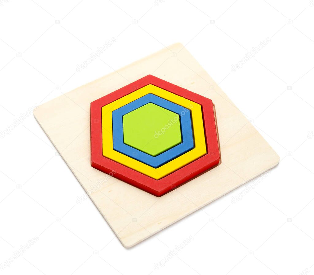 Wooden toy on white background