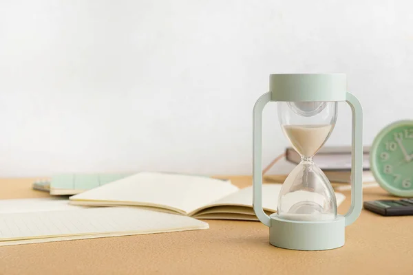 Stylish Hourglass Light Table Deadline Concept — Stock Photo, Image