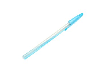 Beyaz arkaplanda mavi ofis kalemi