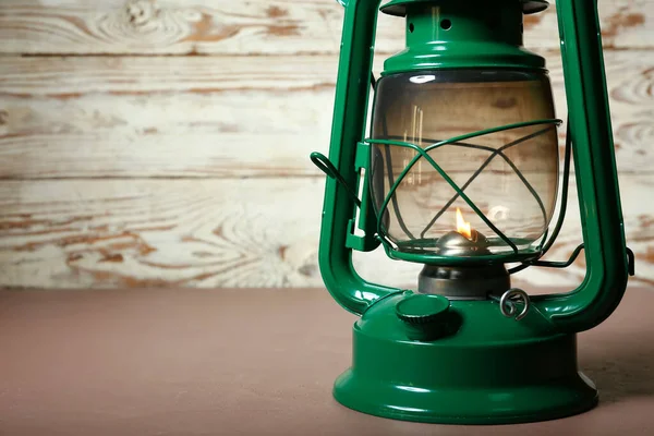 Stylish Retro Lamp White Wooden Background — Stock Photo, Image