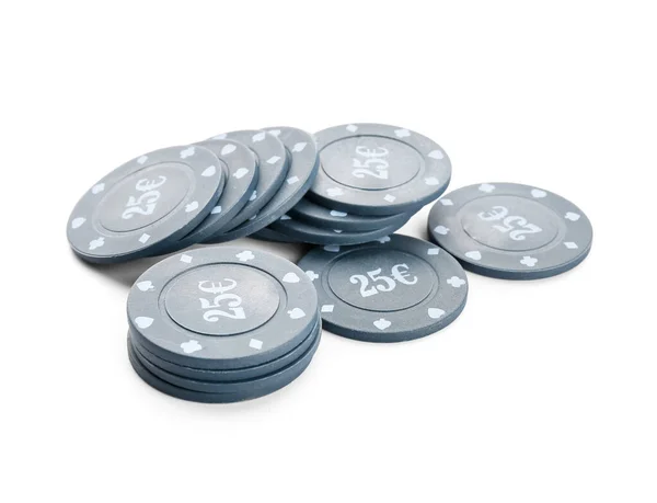 Poker Chips White Background — Stock Photo, Image