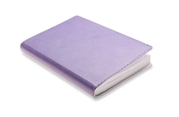 Notebook Lilac Leather Cover White Background — Stock Photo, Image