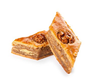 Beyaz arka planda lezzetli baklava