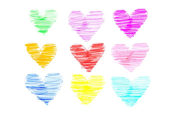 Beyaz arkaplanda renkli işaretler paleti