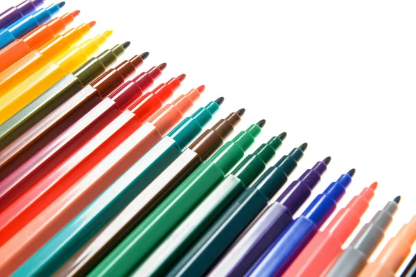 Colorful Markers White Background — Stock Photo, Image