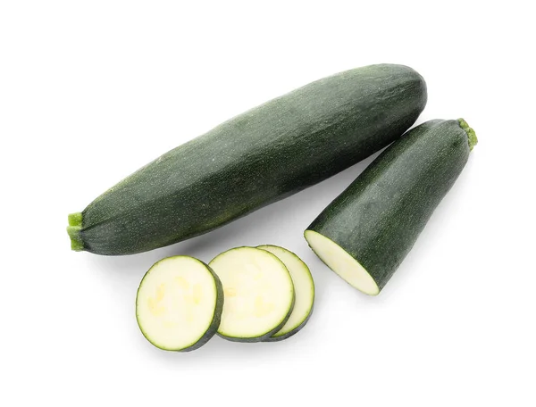 Färsk Zucchini Squash Vit Bakgrund — Stockfoto