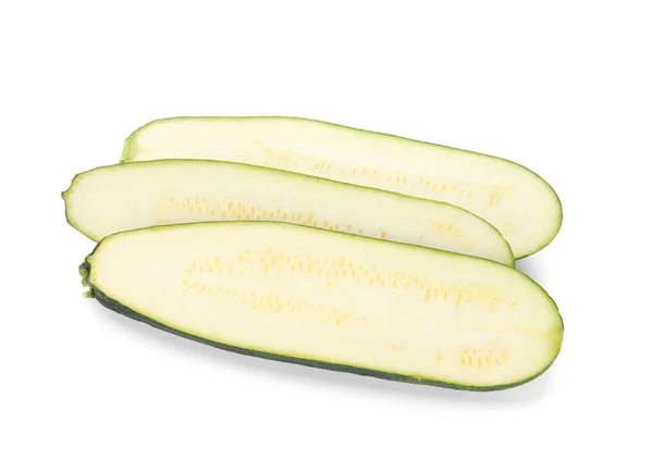 Zucchini Kürbis Scheiben Geschnitten Auf Weißem Hintergrund — Stockfoto