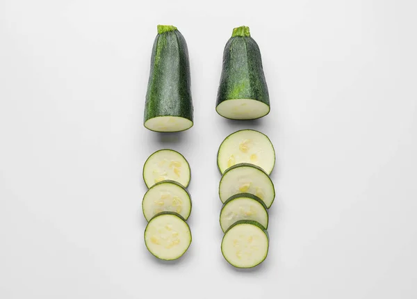 Slices Fresh Zucchini Squash White Background — Stock Photo, Image