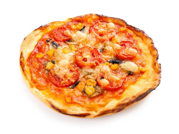 Savoureuse Mini Pizza Sur Fond Blanc — Photo