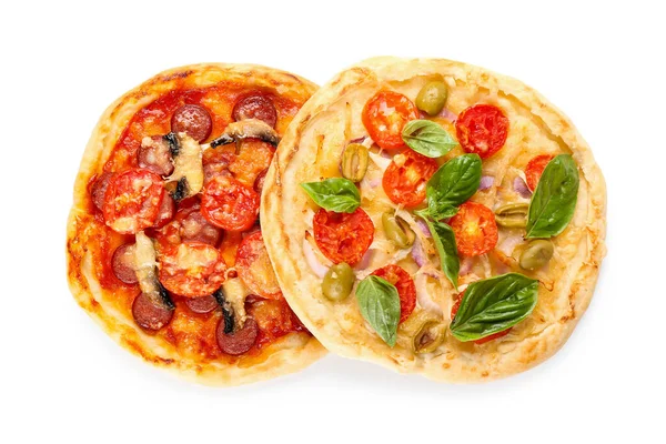 Tasty Mini Pizzas White Background — Stock Photo, Image
