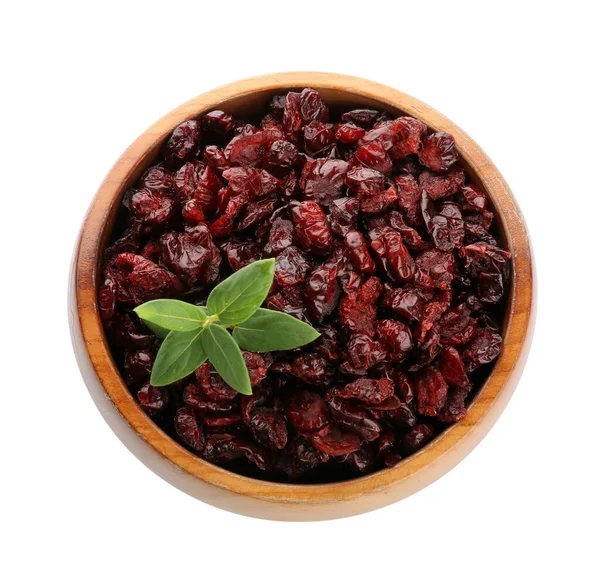 Bowl Tasty Dried Cranberries White Background — Stock Photo, Image
