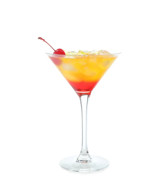 Ein Glas Leckerer Tequila Sunrise Cocktail Auf Weißem Hintergrund — Stockfoto