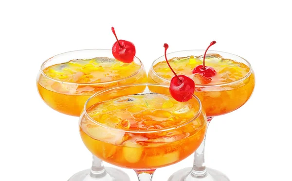 Glasses Tasty Tequila Sunrise Cocktail White Background — Stock Photo, Image