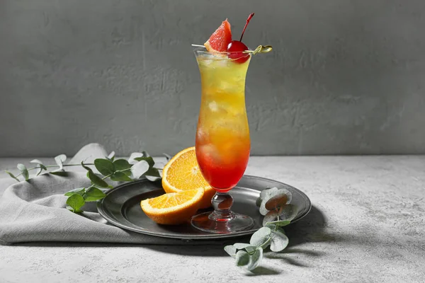 Glas Lekkere Tequila Sunrise Cocktail Tafel — Stockfoto