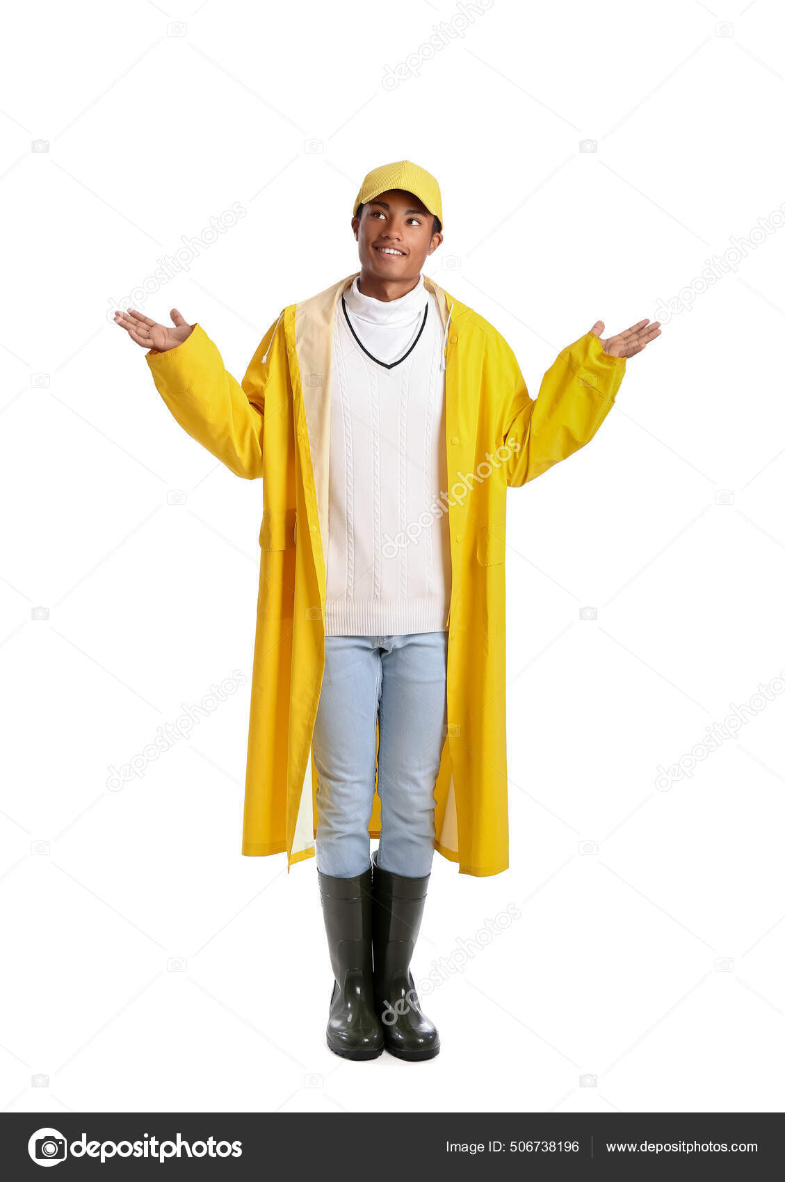 Beau Mec Afro Am ricain l gant Imperm able Sur Fond Blanc image