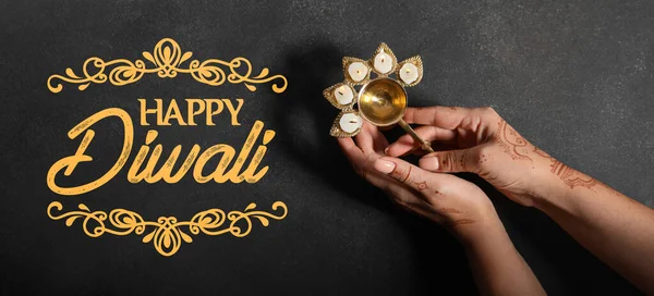 Cartão Felicitações Para Happy Diwali Festival Luzes — Fotografia de Stock