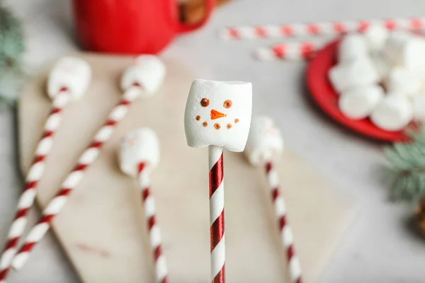 Schneemann Aus Weichen Marshmallows — Stockfoto