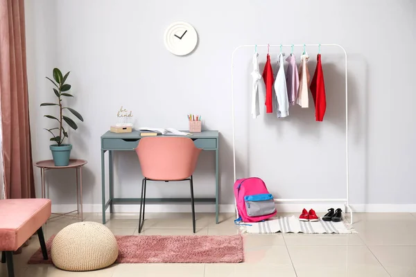 Stylish School Uniform Backpack Interior Room — Stock Photo, Image