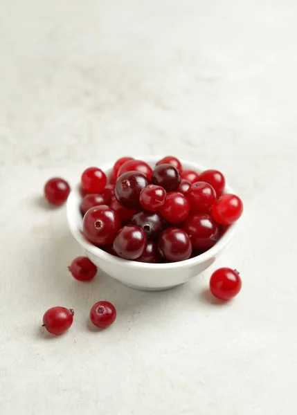 Bowl Healthy Cranberries Light Background — Stock Photo, Image