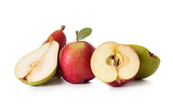 Ripe Pears Apples White Background — Stock Photo, Image