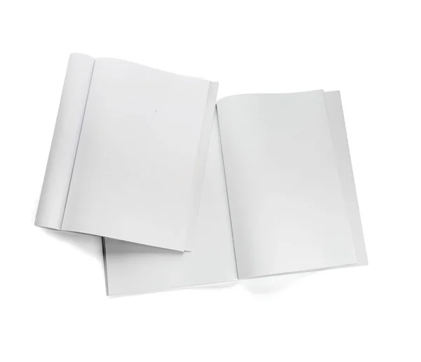 Riviste Bianche Sfondo Bianco Vista Dall Alto — Foto Stock