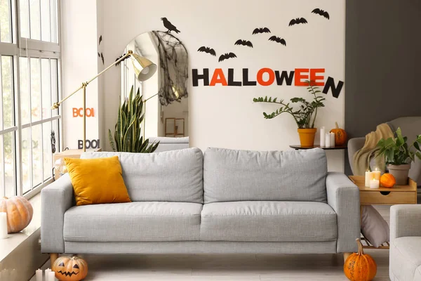 Stylish Interior Room Decorated Halloween Party — Stock Photo, Image