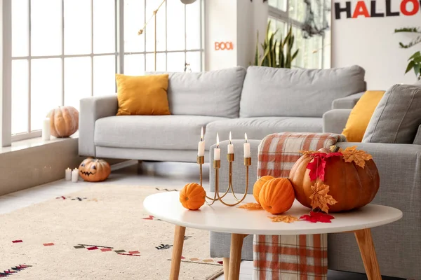 Stylish Interior Room Decorated Halloween Party — Stock Photo, Image