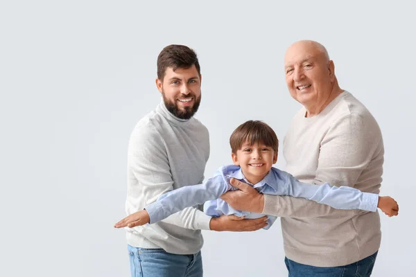 Happy Man His Little Son Father Light Background — Stock Photo, Image