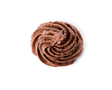 Beyaz arka planda çikolata kıvrımı