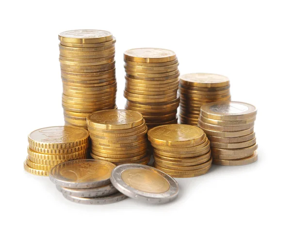 Beyaz arkaplanda altın sikkeler